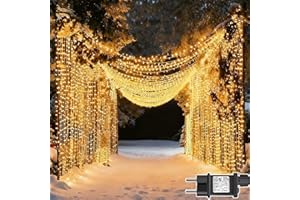 Dekofun Tenda Luminosa 2 Pezzi 600 LED 6m x 3m Tenda Luci con Timer, 8 Modalità Prolungabile Tenda Luminosa Interno Impermeabile Luci Esterno Cascata per Giardino, Matrimonio - Bianco Caldo