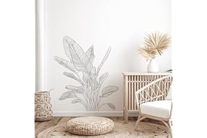 Tanlaby Stickers Muraux Simples Plante Tropical Autocollants Muraux Moderne Boho Sticker Mural Feuille de Palmier pour Adultes Salons Chambres Maison Bureaux Canapé Fond Décoration Murale