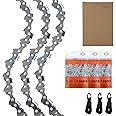 3-Pack Chainsaw Chain for 10 Inch (25cm) Bar, 40 Drive Links, 3/8" LP .050" Gauge, Low-Kickback Compatible for Bosch, Black & Decker, Makita, Worx and More
