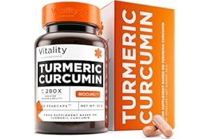 VITALITY BIORESEARCH Turmeric and Black Pepper Capsules High Strength, Pure Curcumin with Ginger Roots - Turmeric for Joint Pain Relief Supplement, Antioxidant, Vegan & Gluten Free, 60 Turmeric Capsules