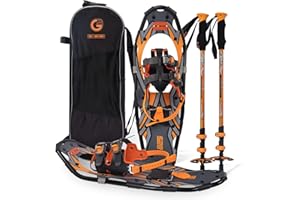 G2 GO2GETHER G2 21/25/30/36 Inches Light Weight Snowshoes with Toe Box, EVA Padded Ratchet Binding, Heel Lift, Flexible Pivot Bar, Durable Back Strap, Trekking Poles, Carrying Bag, Snow Baskets(5 colors available)