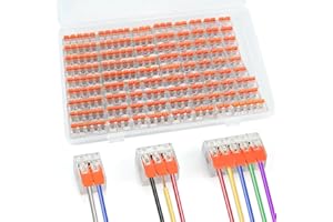 TWIRUSH Kabelverbinder, 75 Stück Kabelklemmen Elektro Lüsterklemmen mit Betätigungshebel, 4mm² Leiter Klemme, Elektrische Anschlussblöcke, Verbindungsklemme für Feste Kabe 2-5 Leiter orange