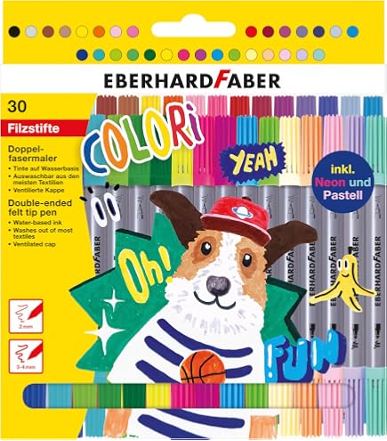 Eberhard Faber Colori Felt Tip Pens - 24 Colors, 2mm Tip, Water-Based Ink, Great For Coloring & Drawing - View #2