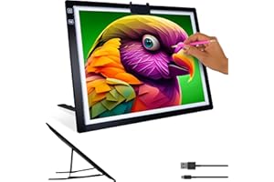 Crafts&Co® Tavolo Luminoso A3 | Piastra Luminosa A3 Dimmerabile | Lightpad Ricaricabile e Senza Fili | Accessori Diamond Painting | Tavoletta da Disegno A3 con USB | Lightpad 470x345 mm | Tavolo da Di