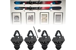 Innovative 3D Printing Snow Ski Wall Mounts With Hooks, Extra Width to Fit Any Snow Skis, Snow Skis Rack, Space Saver, Wall Art (Black & White Mountains)