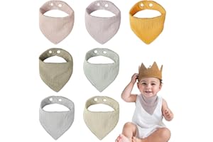 GiReich 7 Stück Baby Dreieckstuch Lätzchen, Musselin Halstuch Baby mit Verstellbares Druckknopf, Super Absorbierende Baumwoll Tücher Sabberlätzchen, für Jungen, Mädchen, Neugeboren, Säugling, Kinder