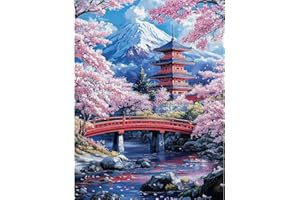 KEYIFA Cerisier Peinture par Numéros pour Adulte, Kits de Peinture au Numéro avec Acrylique, DIY Fleurs Creatif Toile Paint by Numbers Kits, Décoration de Maison 30x40cm