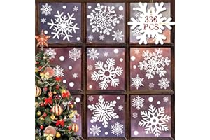 Heekpek 336 Piezas Navidad Copo de Nieve Pegatinas para Ventanas de Invierno Reutilizables - Decoración para Casa y Escaparate
