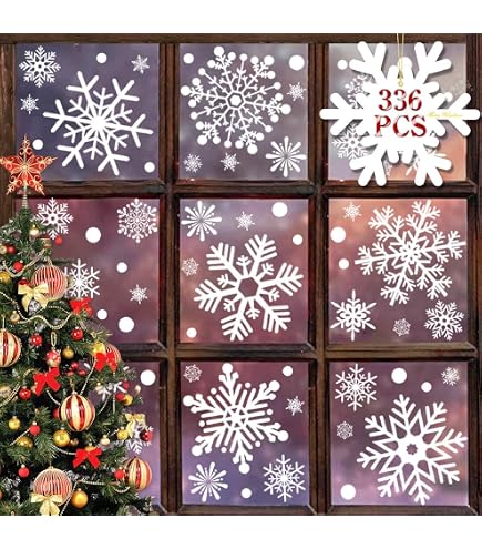 Lot De 244 Autocollants De Noël Pour Fenêtre | Réutilisables, Blancs, Motifs Hiver | Décoration Facile Et Sans Traces