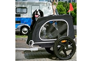 sogesfurniture Remorque pour chien pour vélo, poussette pour chien, pliable, avec embrayage, drapeau, réflecteur, toile Oxford 600D, remorque de vélo pour chien