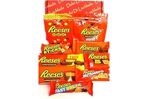 Reeses American Chocolate Gift Set | Reese's American Sweets Peanut Butter Hamper Box By Dolci Di Lechlade | Cups Pieces USA Candy Secret Santa Christmas Stocking Filler Present Advent Birthday