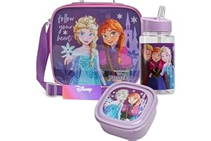 Get Trend Disney Frozen Lunchtasche Kinder Set mit Trinkflasche und Lunchbox BPA Frei Isolierte Tasche für Schule Kita Kindergarten Urlaub (Frozen)
