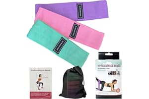 KATLKIU Bandas de resistencia Fitness, 3 puntos fuertes, bandas de tela para fitness y pilates, con bolsa de transporte e instrucciones de entrenamiento