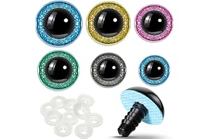WILLBOND 56 piezas 16-30 mm grandes ojos de seguridad de ojos de animales de peluche de ojos artesanales de gancho de plástico para bricolaje de marioneta de oso, 6 tamaños (verde, gris, amarillo,