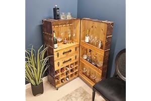 Homesdirect365 Brown Trunk Drinks Cabinet | Bar Cabinet | Indoor Bar | Home Bar Unit | Bar Cabinets | Drinks Cabinet for Living Room | Wine Cabinet | Alcohol Cabinet