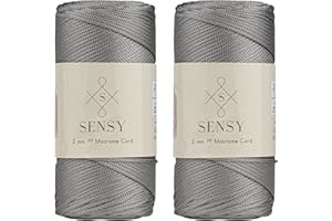 S SENSY 2 Garnstrange Sensy Premium 2 mm 230 Meter Polyester-Seil, 100% Polypropylen-Kordel Makramee-Kordel 2 mm Häkeltasche Kordel Makramee Seil Häkelgarn Geschenk für Strickwaren (Grau)