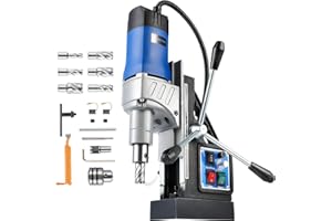 ZELCAN 1550W Trapano Magnetico con 6 Punte 13000N Trapano a Colonna Magnetico Portatile a Diametro di 50mm con 580 rpm Controllo Reversibile Velocità Continuo per Superfici Metalliche