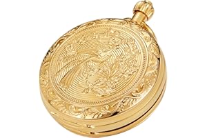 Tiong Vintage Mechanical Pocket Watch Unique Tourbillon Moon Phase Roman Numerals Scale Double Hunter Pocket Watches & Gift Box