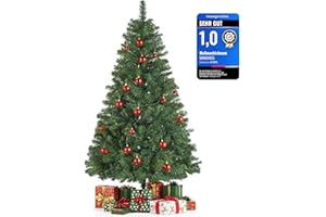 ‎SONGMICS SONGMICS Künstlicher Weihnachtsbaum, 150 cm hoher Tannenbaum, Spitzen aus PVC, mit Metallständer, schneller Aufbau, Weihnachten, grün LAT001CZ01