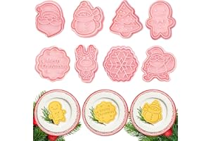 8 Pièces Emporte Piece Noel Plastique, FUKPO Emporte-pièce Petit Biscuit Noel Patisserie 3D, Emporte Pieces Moule Biscuit Sablé Sapin de Noël Bonhomme de Neige Renne le Père Noël Flocon de Neige