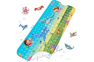 VIPNAJI Tapis de Bain Antidérapant pour Enfants 100x40cm Tapis de Baignoire Antidérapant, Tapis de Baignoire Anti Glisse avec 200 Ventouse Matériel de PVC, Tapis de Bain Parfait pour Enfants