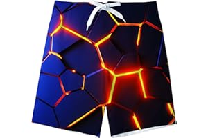 Freshhoodies Maillots de Bain pour Garçons 3D Imprimé Drôle Été Séchage Rapide Swim Short Board Shorts avec Poches Latérales 6-16 Ans