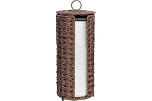GRANNY SAYS Toilet Roll Storage Holder, Pack of 1 Black Toilet Roll Holder Free Standing, Waterproof Toilet Paper Storage Organizer for Bathroom, Wicker Holder Cabinet for 3 Toilet Paper Rolls, Brown