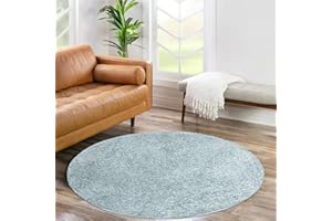 carpet city - Tappeto a pelo lungo per soggiorno, modello Shaggy, in tinta unita, colore: turchese, 80 cm, rotondo, morbido e moderno