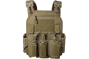 ULIONTAC Taktischer Plattenträger Taktische Weste 1000D Nylon mit 556 Magazintasche Leichte Schutzweste Schnellverschlusssystem MOLLE Kompatibler Plate Carrier für
