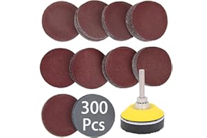 ADWIKOSO 300 Pieces 2 Inch Sanding Discs, 80-3000 Grit Sandpaper with 1/4" Shank Backing Plate and Soft Foam Buffering Pad, for Drill Grinder Rotary Tool, Hook and Loop Sand Paper Assortment Pack