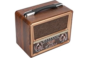 Archuu Radio Vintage, Haut-Parleur Bluetooth Rétro, Radio FM/AM/SW en Bois Rechargeable Réglable Portable avec Poignée Batterie Rechargeable 2100 MAh (110/220 V)(#2)
