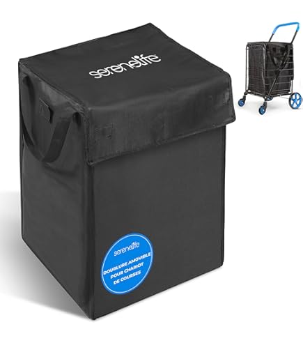 achilles Easy-Freezer, opvouwbare boodschappenwagentas, geïsoleerde koeltas, boodschappentas, geschikt voor alle gangbare winkelwagentjes, grote thermische tas, zwart, 54 x 35 x 39 cm