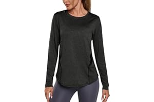 Wayleb Camiseta Deportiva de Manga Larga para Mujer Camisetas de Malla Mujer Ropa Deporte Secado Rápido y Transpirable para Yoga Pilates Fitness Correr