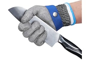 ThreeH Gants de protection pour la coupe Hachoir Tranchage de la viande Traitement des gants en acier inoxydable résistant aux coupures GL09 L(Un gant)
