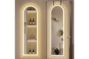LVSOMT Specchio a figura intera con luci a LED specchio illuminato ad arco specchio a parete sopra lo specchio appeso della porta appoggiato contro specchio a muro camera da letto soggiorno