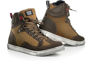 SHIMA SX-2 Motorradschuhe für Herren | Leder, Atmungsaktiv, Verstärkte Straßenreitschuhe mit Knöchelstütze, Rutschfeste Sohle, Schaltpolster