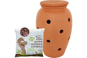 WORMacotta | Lombricomposteur 6,5L en Terre Cuite à enterrer | 250gr de vers de Compost | Transformez Votre jardinière en lombricomposteur | Compostez Vos déchets organiques