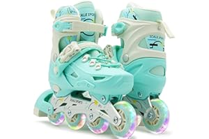SCALE SPORTS Adjustable Roller Skates with Light-Up Wheels – Kids Inline Roller Skates for Children and Adults | ABEC-7 Bearings, Breathable Boot, Triple Protection | Perfect for Beginners, Boys & Girls