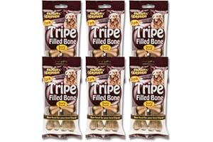 GREAT BRITISH PETS Munch & Crunch Tripe Filled Bone Chews for Dogs Multipack - 6 packs of All Natural Long Lasting Dog Chew - Total of 12 Delicious Bone Tripe Sticks for Dogs by GBP