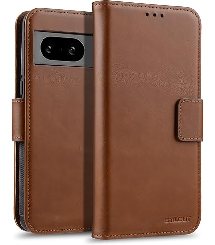 STILGUT Book Case Compatible With Google Pixel 8 Pro Leather Case With