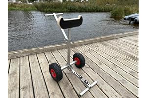 LAUNCHINGWHEELS.COM Outboard Boat Motor Carrier Cart Stand Trolley, Portable Storage Rack, Stainless Steel, Heavy Duty model