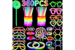 Dazhtu 360 pezzi Braccialetti Luminosi Fluorescenti, Collane neon per bambini Con connettore, Starlight Braccialetti Luminosi per Fluo Party, Matrimonio, Carnevale, Compleanni, Capodanno, Halloween