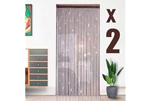 HYSENM 2 Tende 100 x 200 cm Tenda a Fili Glitterata Pannelli divisori per interni Tende per porta finestra Divisorio di Stanze Tenda zanzariera porta finestra, Marrone