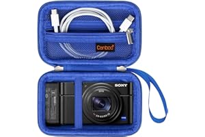 Canboc Tragetasche für Sony RX100 VII/RX100 VI/RX100 V/RX100 IV/RX100 III Kompakte Digitalkamera, Point and Shoot Vlogging Kameratasche, Reißverschluss Mesh Tasche passt USB Kabel, Batterien, blau