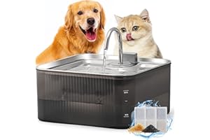 FUKUMARU Fontanella per Cani/Gatti. 7L. Fontana Automatica per Animali Domestici con Grandi Capacità in Acciaio Inox, Distributore d'Acqua con 3 Filtri di Ricambio