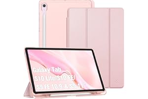 FINTIE Etui do Samsung Galaxy Tab S10 FE 10,9 cala 2025/S9 FE 10,9" 2023/S9 11" 2023 z uchwytem na długopisy, cienkie lekkie etui w stylu retro, matowe, przezroczyste etui, z samochodem budzik/snem