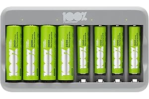 Chargeur 8 Piles Rechargeables AA et AAA avec 4 Piles AA et 4 Piles AAA Minh Rechargeables | 100% PEAKPOWER | Chargeur Rapide USB