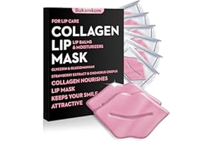Bukamkom 20 Pieces Pink Collagen Lip Mask,Which can Provide Long-lasting Nourishment,Moisturization,and Improve Lip Wrinkles, Sheet Overnight Lip Mask Individually Wrapped
