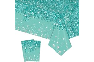 COSORO 2 Pezzi Brillante Tovaglia Plastica Rettangolare,137 * 274cm Sequins Tovaglia Antimacchia Impermeabile Verde Grande,Tovaglie per Festa Decorazione Desktop per Festa di Compleanno Matrimonio Natale