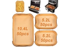 GINOYA Papier Cuisson Air Fryer pour Ninja 10,4l, Papier pour NINJA Foodi FlexDrawer Air Fryer AF500EU/AF500EUCP|, Accessoires pour COSORI Air Fryer 10L Twinfry (150PCS)